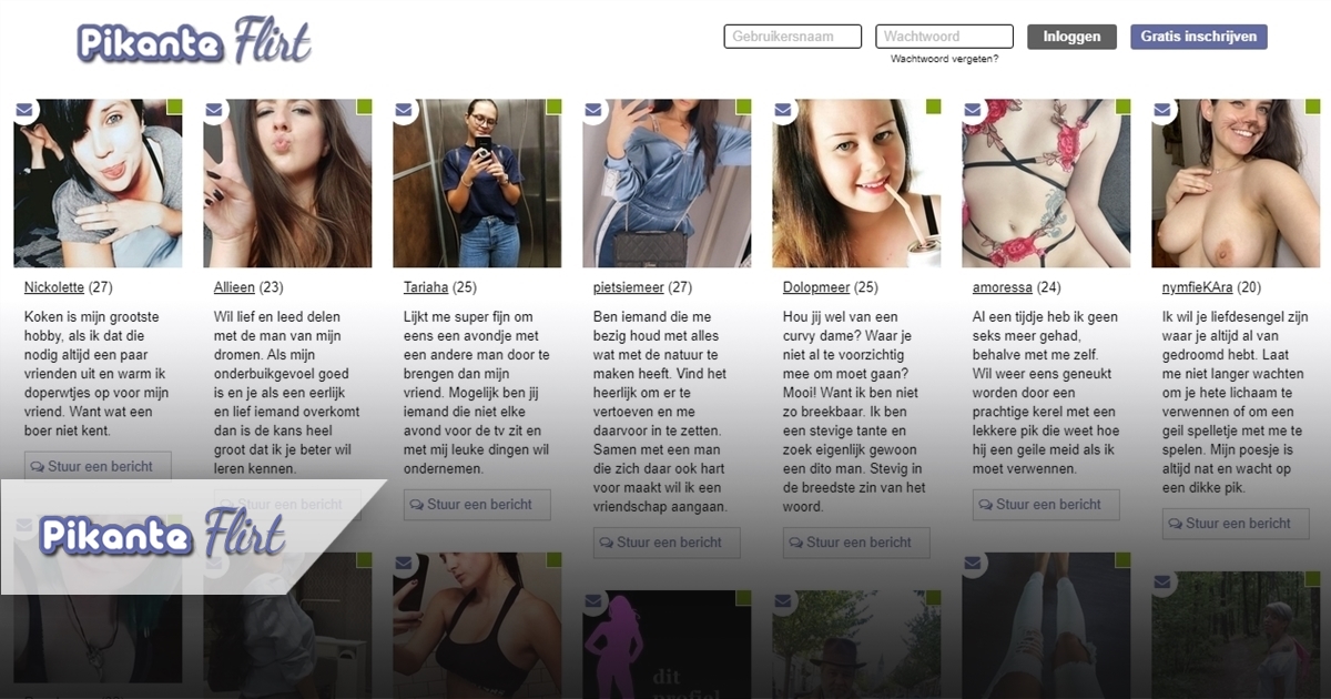 pikanteflirt is een fictieve erotischechatsite met fictieve profielen van aantrekkelijke vrouwen en op zoek naar seksueel getinte chats